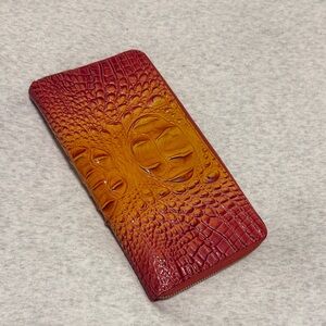 Brahmin Skyler Travel Wallet Wristlet Orange Pink Glam Ombré Melbourne Leather